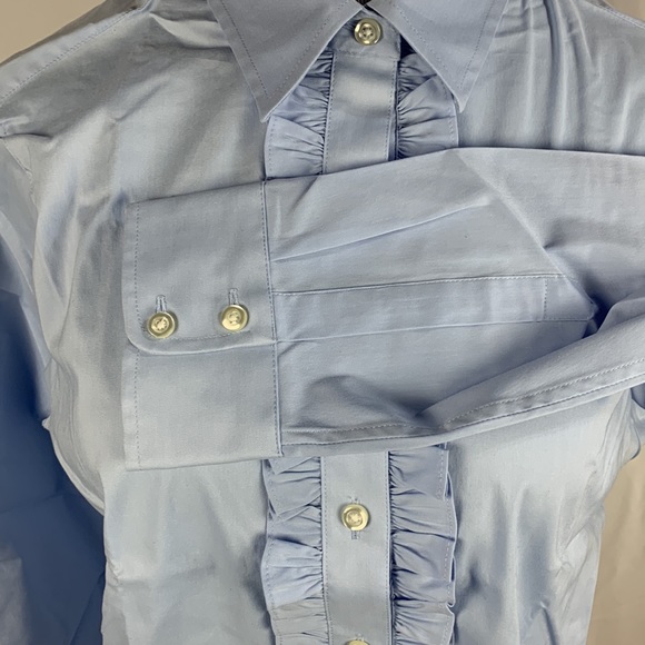 NWT Lands’ End Ruffle Front Long Sleeve Button Down Shirt - Picture 3 of 8